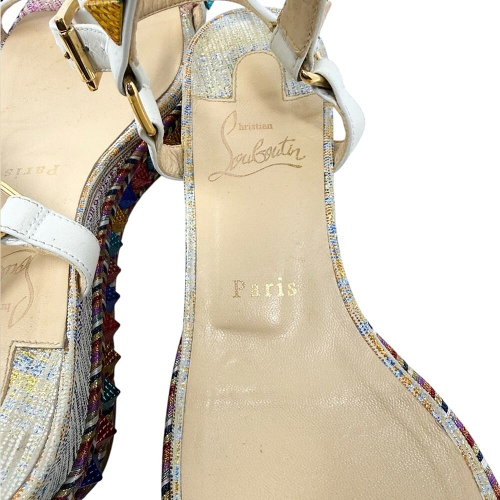 Christian Louboutin Pyraclou Studded Unicorn Platform Espadrille Sandals Size 40 - Picture 6 of 8